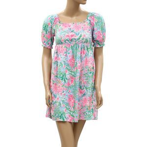 Lilly Pulitzer Girls Delaney Mini Dress Floral Print Smocked XL 12-14 Yrs 288149